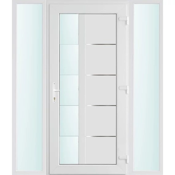 160x210 jobbos Memphis 1 üveges bejárati ajtó 3 rétegű üveggel és hőszigetelt panellel 5 kamrás fehér