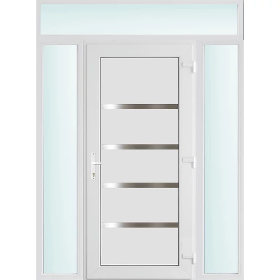 160x240 jobbos Boston tömör bejárati ajtó 2 rétegű üveggel és hőszigetelt panellel 5 kamrás fehér