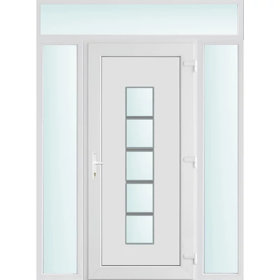 160x240 jobbos El Paso 1 üveges bejárati ajtó 2 rétegű üveggel és hőszigetelt panellel 5 kamrás fehér