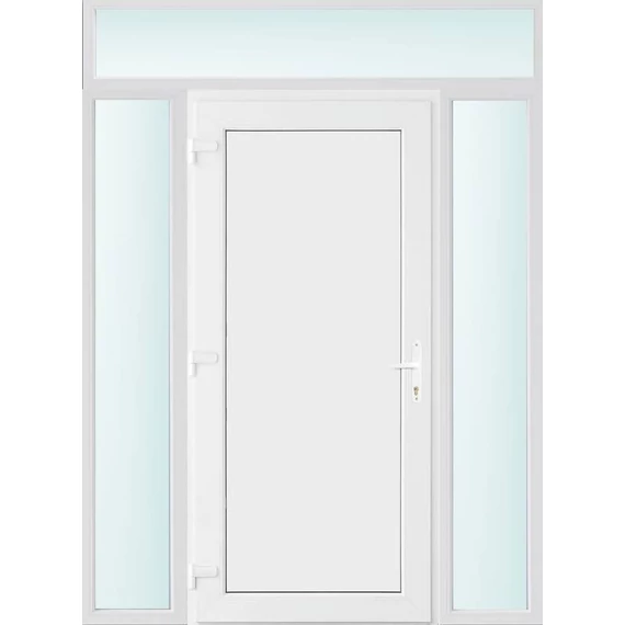 160x240 balos Los Angeles tömör bejárati ajtó 2 rétegű üveggel és hőszigetelt panellel 5 kamrás fehér