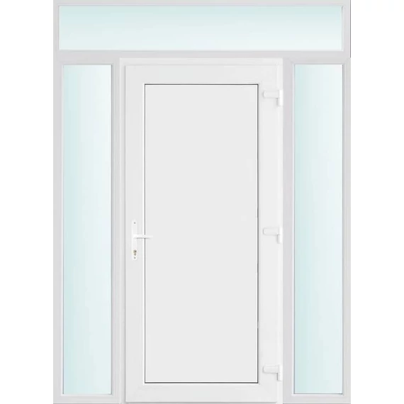 160x240 jobbos Los Angeles tömör bejárati ajtó 2 rétegű üveggel és hőszigetelt panellel 5 kamrás fehér