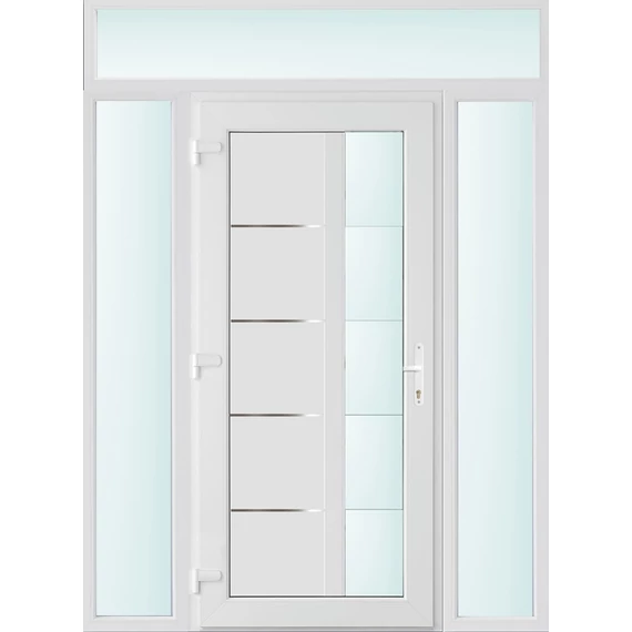 160x240 balos Memphis 1 üveges bejárati ajtó 2 rétegű üveggel és hőszigetelt panellel 5 kamrás fehér