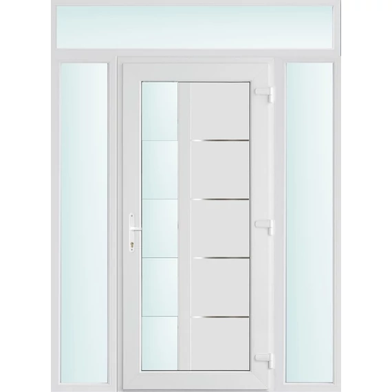 160x240 jobbos Memphis 1 üveges bejárati ajtó 3 rétegű üveggel és hőszigetelt panellel 5 kamrás fehér