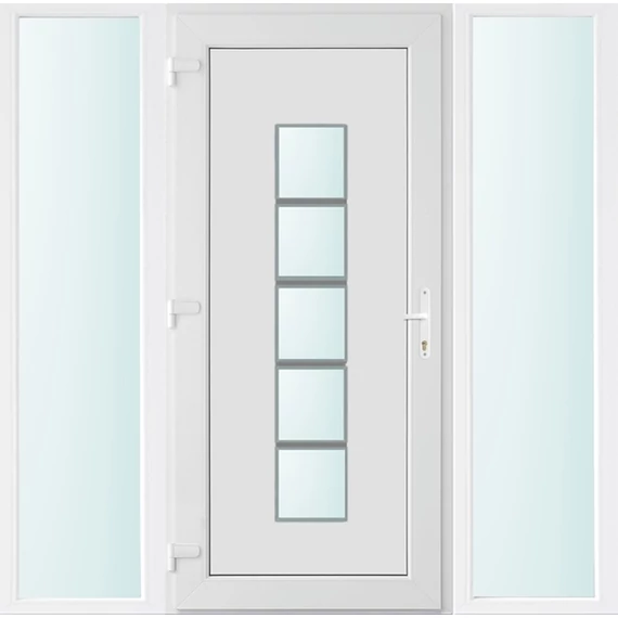 180x210 balos El Paso 1 üveges bejárati ajtó 3 rétegű üveggel és hőszigetelt panellel 5 kamrás fehér