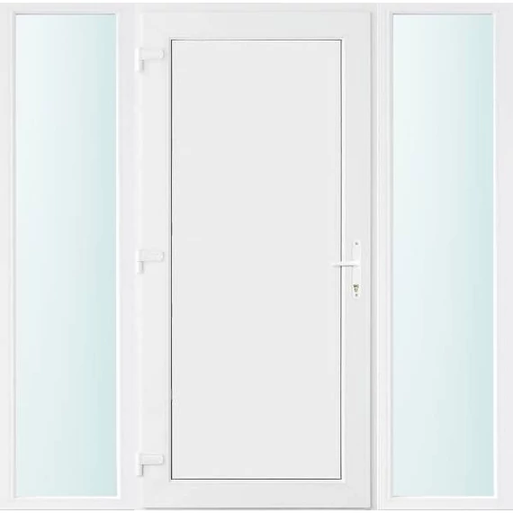 180x210 balos Los Angeles tömör bejárati ajtó 2 rétegű üveggel és hőszigetelt panellel 5 kamrás fehér