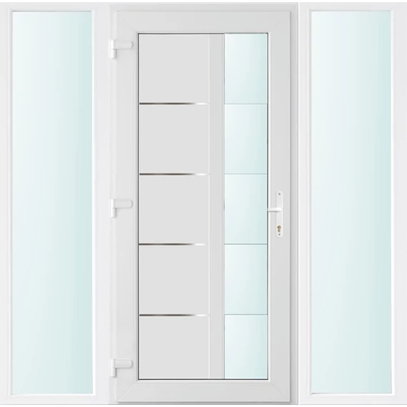 180x210 balos Memphis 1 üveges bejárati ajtó 3 rétegű üveggel és hőszigetelt panellel 5 kamrás fehér