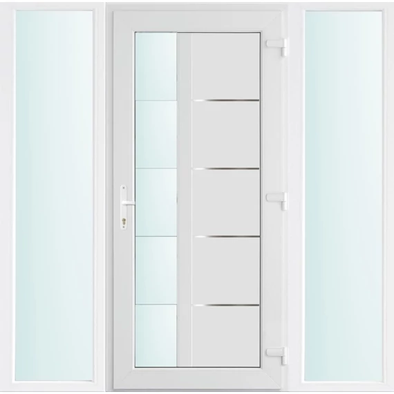 180x210 jobbos Memphis 1 üveges bejárati ajtó 2 rétegű üveggel és hőszigetelt panellel 5 kamrás fehér