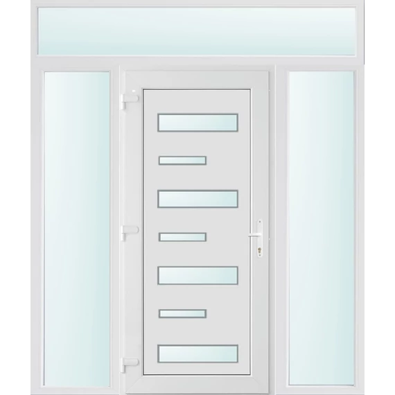 180x240 balos Charlotte 7 üveges bejárati ajtó 2 rétegű üveggel és hőszigetelt panellel 5 kamrás fehér