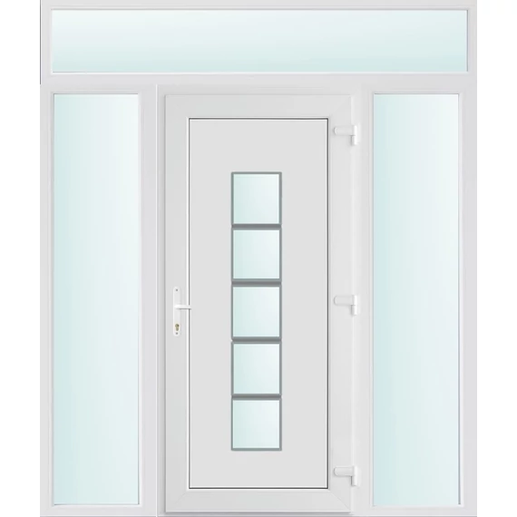 180x240 jobbos El Paso 1 üveges bejárati ajtó 2 rétegű üveggel és hőszigetelt panellel 5 kamrás fehér