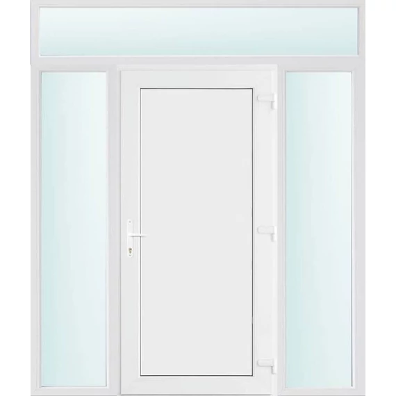 180x240 jobbos Los Angeles tömör bejárati ajtó 2 rétegű üveggel és hőszigetelt panellel 5 kamrás fehér