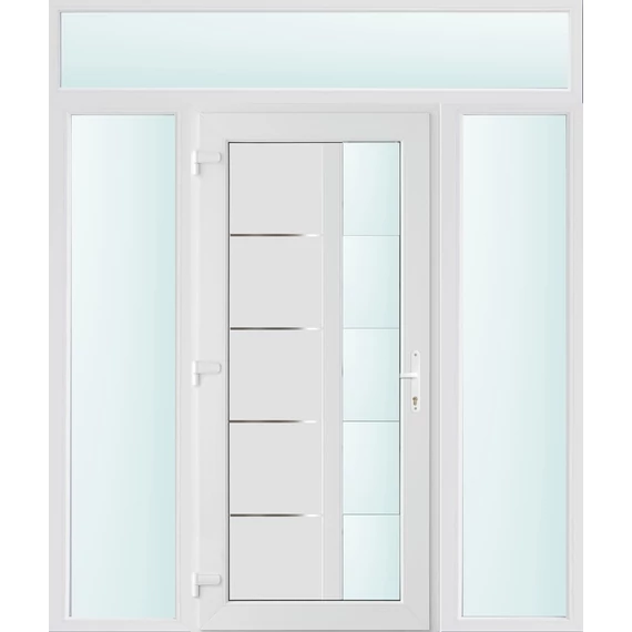 180x240 balos Memphis 1 üveges bejárati ajtó 2 rétegű üveggel és hőszigetelt panellel 5 kamrás fehér