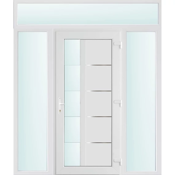 180x240 jobbos Memphis 1 üveges bejárati ajtó 2 rétegű üveggel és hőszigetelt panellel 5 kamrás fehér