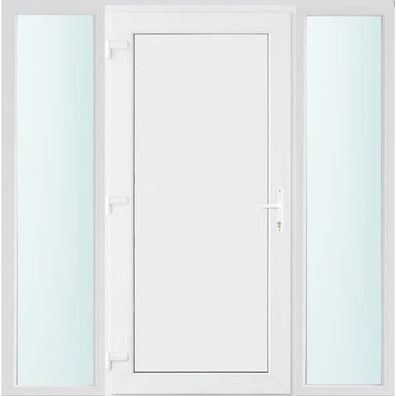 200x210 balos Los Angeles tömör bejárati ajtó 2 rétegű üveggel és hőszigetelt panellel 5 kamrás fehér