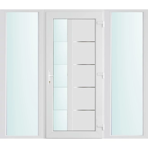 200x210 jobbos Memphis 1 üveges bejárati ajtó 2 rétegű üveggel és hőszigetelt panellel 5 kamrás fehér