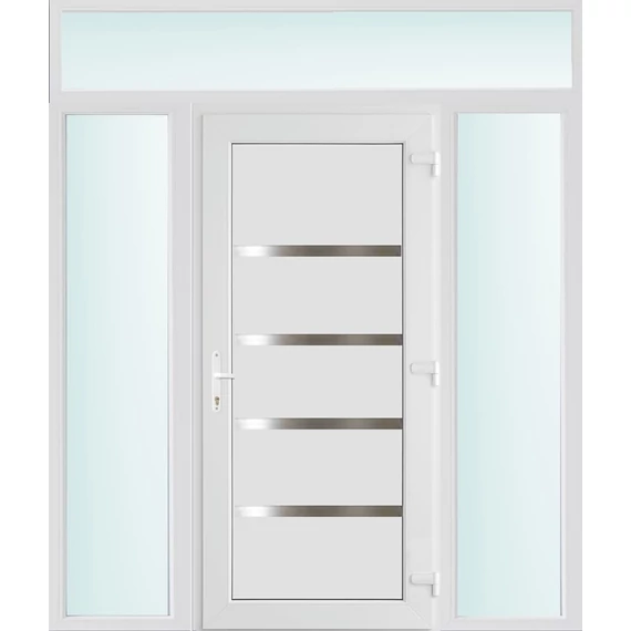 200x240 jobbos Boston tömör bejárati ajtó 2 rétegű üveggel és hőszigetelt panellel 5 kamrás fehér