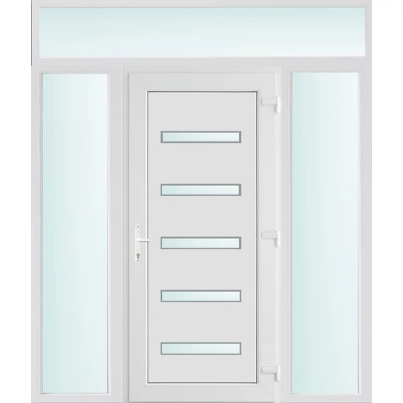 200x240 jobbos Detroit 5 üveges bejárati ajtó 3 rétegű üveggel és hőszigetelt panellel 5 kamrás fehér