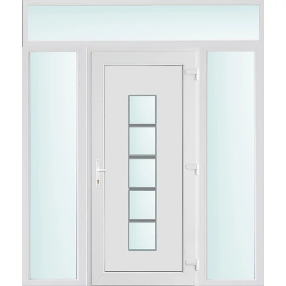 200x240 jobbos El Paso 1 üveges bejárati ajtó 3 rétegű üveggel és hőszigetelt panellel 5 kamrás fehér