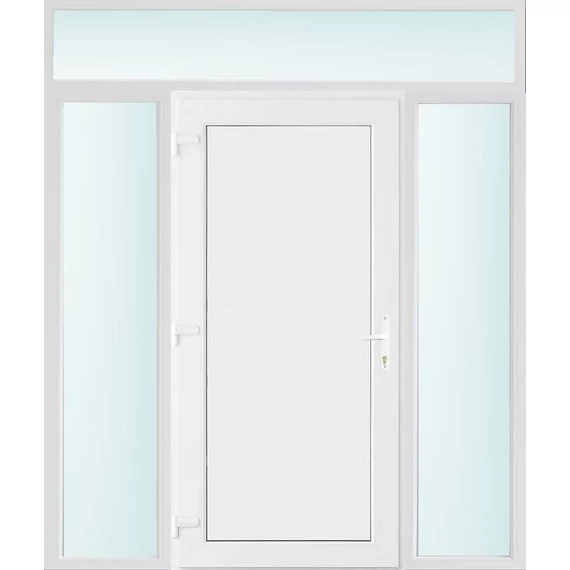 200x240 balos Los Angeles tömör bejárati ajtó 2 rétegű üveggel és hőszigetelt panellel 5 kamrás fehér