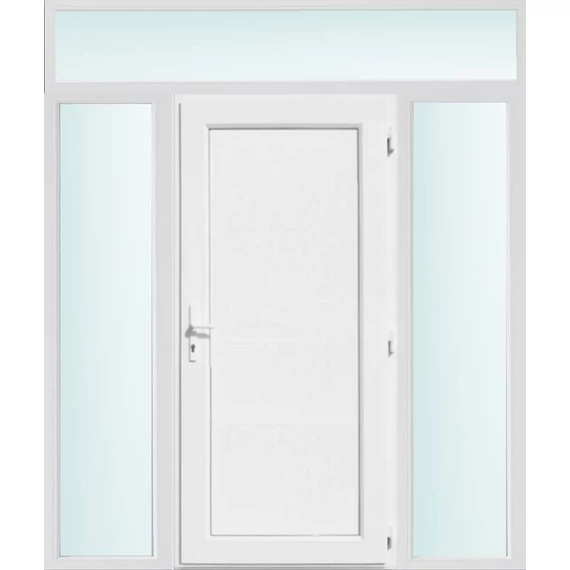 200x240 jobbos Los Angeles tömör bejárati ajtó 2 rétegű üveggel és hőszigetelt panellel 5 kamrás fehér