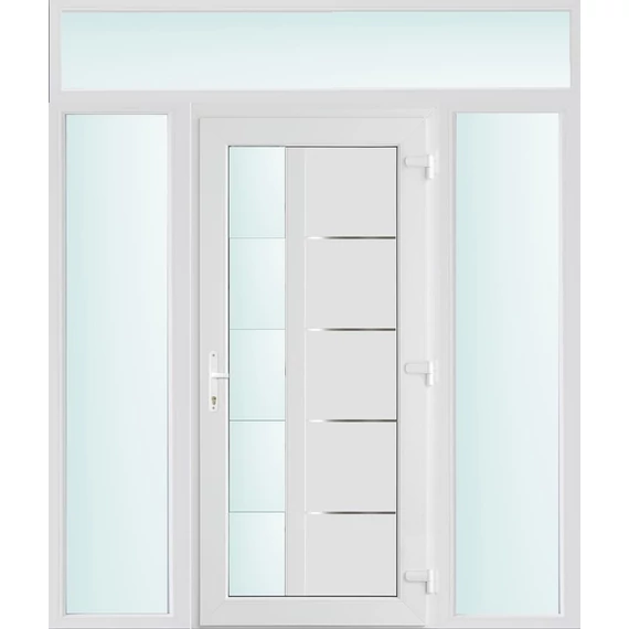 200x240 jobbos Memphis 1 üveges bejárati ajtó 3 rétegű üveggel és hőszigetelt panellel 5 kamrás fehér