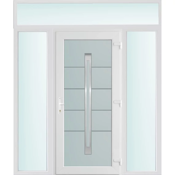 200x240 jobbos Phoenix 1 üveges bejárati ajtó 3 rétegű üveggel és hőszigetelt panellel 5 kamrás fehér