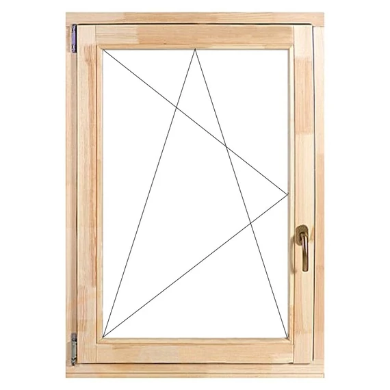 120x150 bukó nyíló balos fa ablak natúr