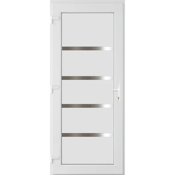 90x210 balos Boston tömör bejárati ajtó 3 rétegű üveggel és hőszigetelt panellel 5 kamrás fehér