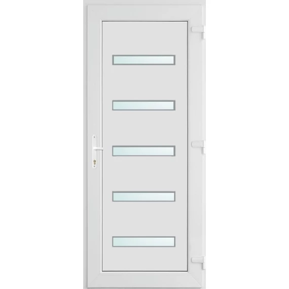 90x210 jobbos Detroit 5 üveges bejárati ajtó 2 rétegű üveggel és hőszigetelt panellel 5 kamrás fehér