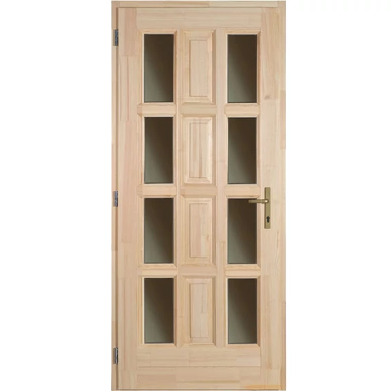 100x210 Ámor szélén üveges fa bejárati ajtó borovi fenyőből balos 