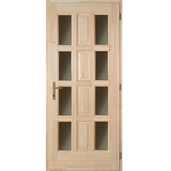 100x210 Ámor szélén üveges fa bejárati ajtó borovi fenyőből jobbos 