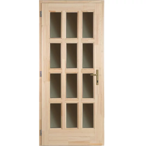 100x210 Ámor teljesen üveges fa bejárati ajtó borovi fenyőből balos 