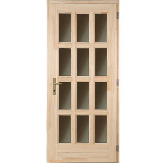 100x210 Ámor teljesen üveges fa bejárati ajtó borovi fenyőből jobbos 