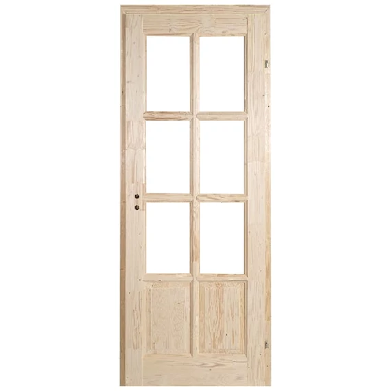 75x210 Alföld félig üvegezhető fenyőfa beltéri ajtó jobbos