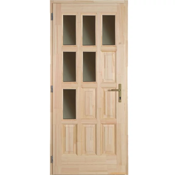 100x210 Ámor háromszögben üveges fa bejárati ajtó borovi fenyőből balos 