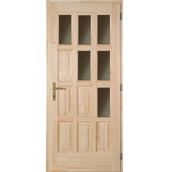 100x210 Ámor háromszögben üveges fa bejárati ajtó borovi fenyőből jobbos 