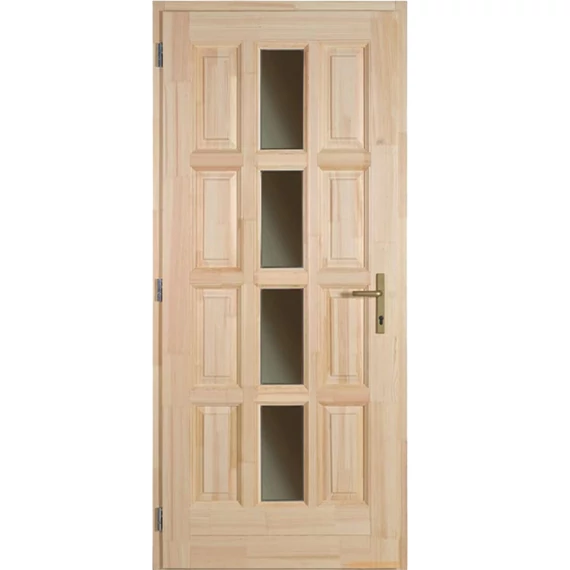 100x210 Ámor középen üveges fa bejárati ajtó borovi fenyőből balos 