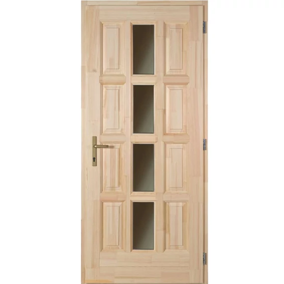 100x210 Ámor középen üveges fa bejárati ajtó borovi fenyőből jobbos 
