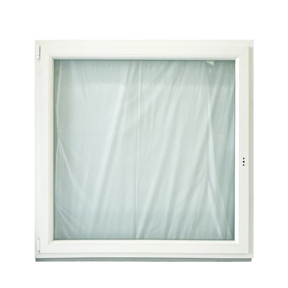 120x120 Brügmann 2 rétegű üveggel bukó nyíló balos műanyag ablak fehér 5 kamrás