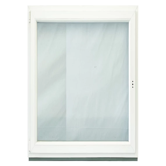 120x150 Brügmann 2 rétegű üveggel bukó nyíló balos műanyag ablak fehér 5 kamrás