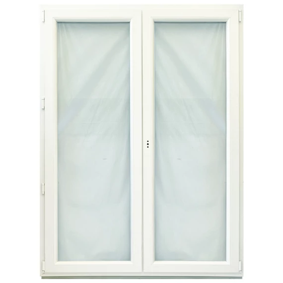 150x240 Brügmann 3 rétegű üveggel középen nyíló bukó nyíló jobbos műanyag erkélyajtó fehér 5 kamrás