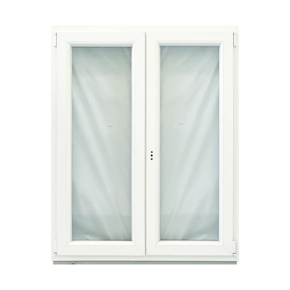 120x150 Brügmann 3 rétegű üveggel középen nyíló bukó nyíló jobbos műanyag ablak fehér 5 kamrás