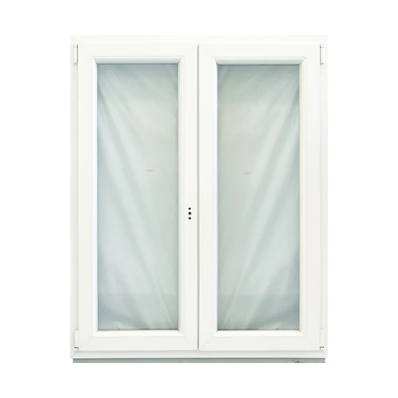 120x150 Brügmann 2 rétegű üveggel középen nyíló bukó nyíló balos műanyag ablak fehér 5 kamrás