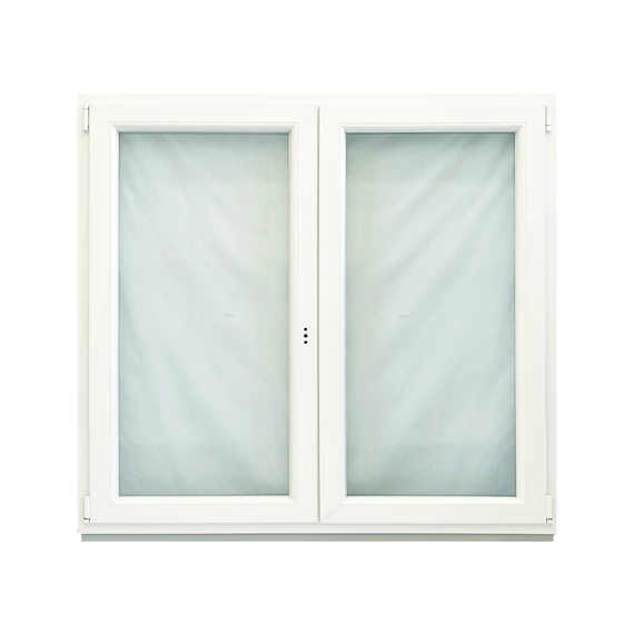 150x120 Brügmann 2 rétegű üveggel középen nyíló bukó nyíló jobbos műanyag ablak fehér 5 kamrás