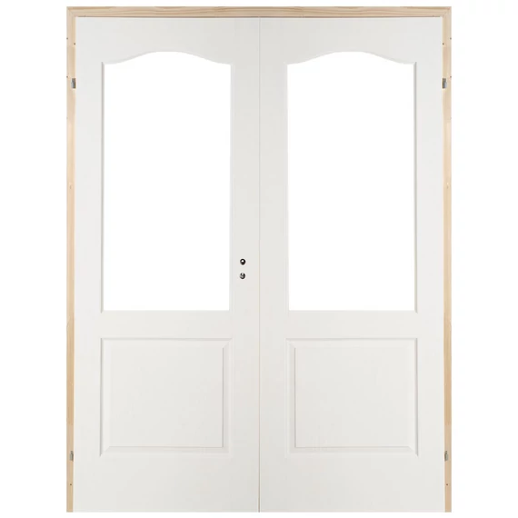140x210 Dusa félig üvegezhető lemezelt fa beltéri ajtó pallótokkal balos