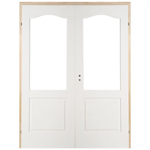 140x210 Dusa félig üvegezhető lemezelt fa beltéri ajtó gerébtokkal jobbos