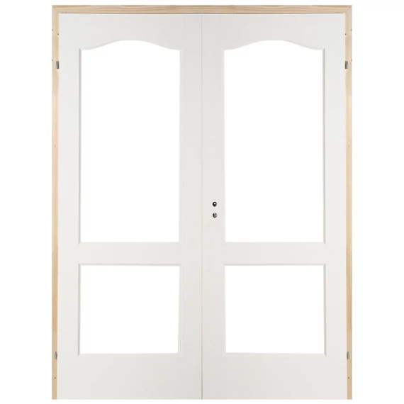 140x210 Dusa mélyen üvegezhető lemezelt fa beltéri ajtó pallótokkal jobbos