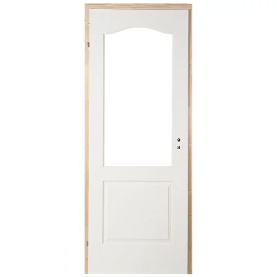 75x210 Dusa félig üvegezhető lemezelt fa beltéri ajtó pallótokkal balos