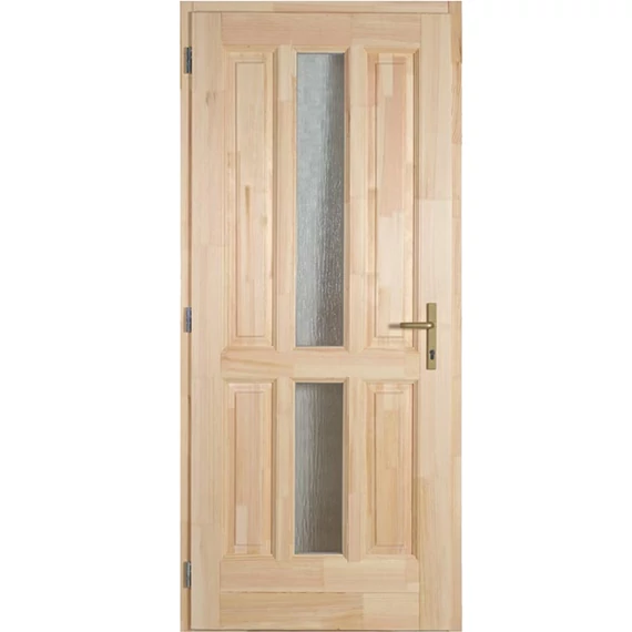 100x210 Eger középen üveges fa bejárati ajtó borovi fenyőből balos 