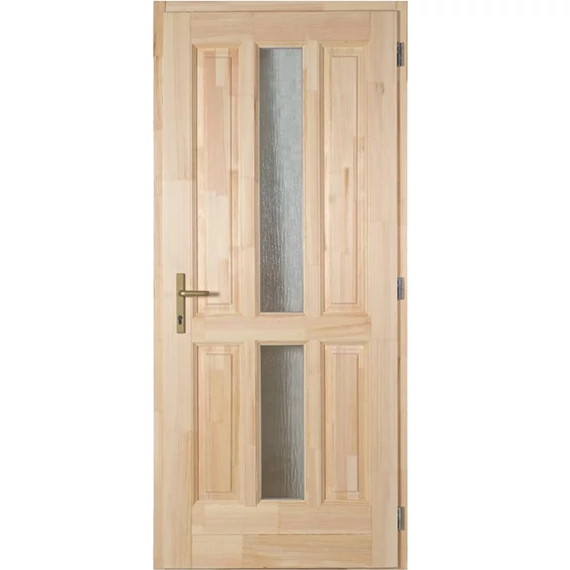 100x210 Eger középen üveges fa bejárati ajtó borovi fenyőből jobbos 