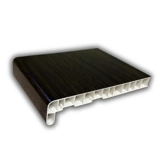 Műanyag párkány fóliázott eiche dunkel 20 cm mélységű 210 cm hosszúságú kamrás szerkezetű csak belső használatra REN: 9.2052089-116700/2052089-116700